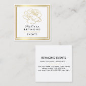 Imitate Gold Umrissene Rose Blume, Veranstaltungen Quadratische Visitenkarte (Vorne/Hinten)