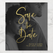 Imitate Gold und Black Overlay | FOTO SAVE THE DAT Weinetikett (Einzelnes Label)