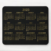 Imitate Gold und Black Yearly Calendar 2023 Mouse  Mousepad (Vorne)
