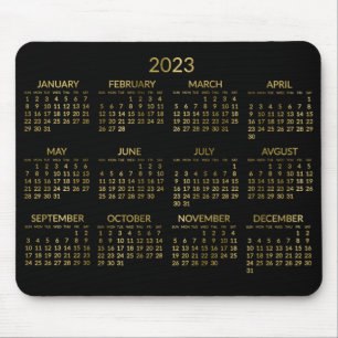 Imitate Gold und Black Yearly Calendar 2023 Mouse  Mousepad