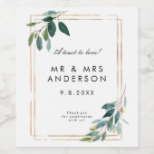 Imitate Gold und Grün Hochzeitsflasche Weinetikett (Einzelnes Label)