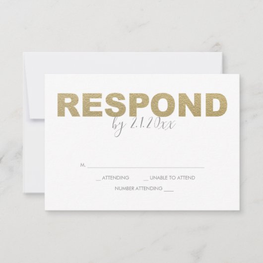 Imitate Gold und Rosa Reply RSVP-Karten RSVP Karte (Vorderseite)