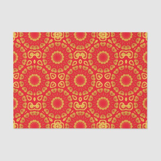 Imitate Gold und Rot Stilvolles Chic Dekoratives M Seidenpapier (Vorderseite)