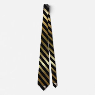 Imitate Gold und schwarze Diagonalstreifen Krawatte