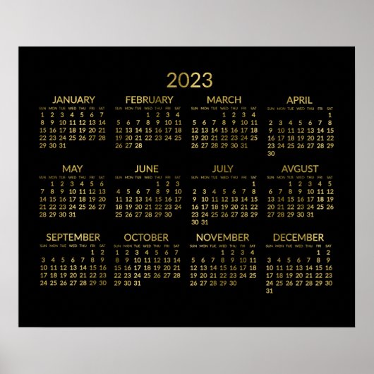 Imitate - Gold und Schwarzes Jahr - Kalender 2023 Poster (Vorne)