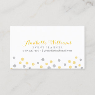 Imitate Gold und Silber Glitzer Confetti Dots Visitenkarte