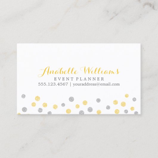 Imitate Gold und Silber Glitzer Confetti Dots Visitenkarte (Vorderseite)
