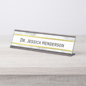 Imitate Gold und Weiß Marmor Schreibtischnamensplakette (Vorderseite )