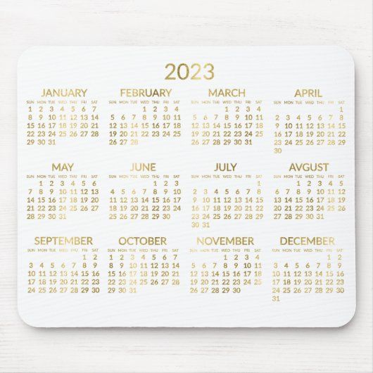 Imitate Gold und Weißer Jahreskalender 2023 Mousepad (Vorne)
