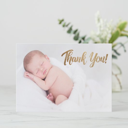 Imitate Gold Vielen Dank, dass Sie Script Baby Fot Ankündigung (Stehend Vorderseite)