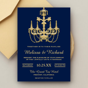 Imitate Gold Vintag Chandelier Hochzeit Einladung