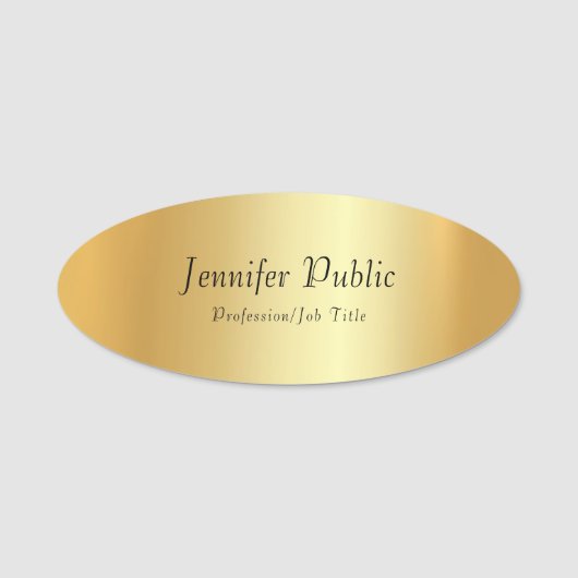 Imitate Gold-Vorlage Modernes, handgeschriebenes S Namensschild (Vorderseite)