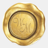Imitate Gold Wax Initials Monogram Wedding Runder Aufkleber (Vorderseite)