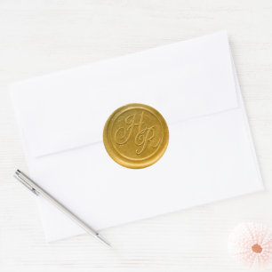 Imitate Gold Wax Wedding Monogram Umschlag Aufkleb Runder Aufkleber