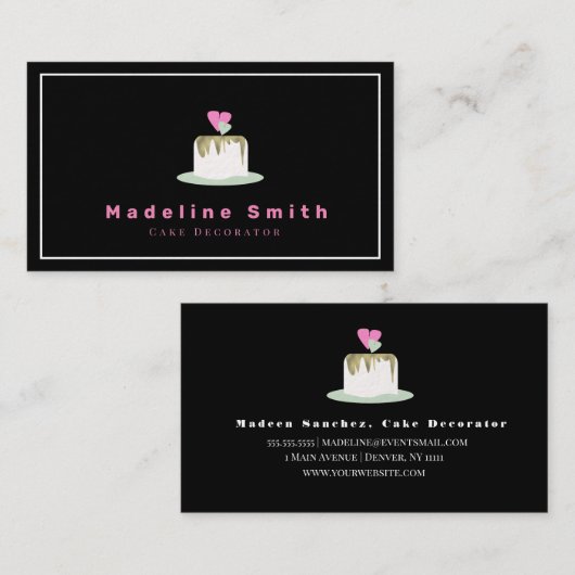 Imitate Gold Wedding Cake Baker Logo Baker Visitenkarte (Vorne/Hinten)
