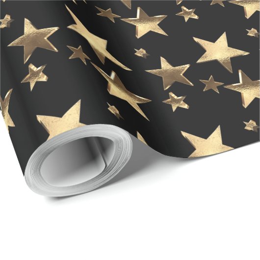 Imitate Gold Weihnachtsstars Muster Hinzufügen Tex Geschenkpapier (Rolleneckpunkt)