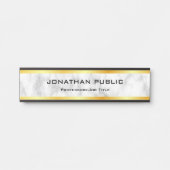Imitate Gold Weißer Marmor Elegante Vorlage Türschild (Vorderseite )
