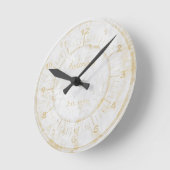 Imitate Gold Weißsteinmarmor Runde Wanduhr (Winkel)