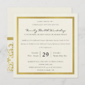 IMITATE GOLD WHITE DAMASK CLASSIC WORKSHOP-VERANST EINLADUNG (Vorne/Hinten)