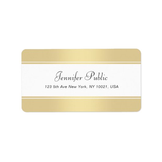 Imitate Gold White Handwriting Script Elegante Mod Adressaufkleber (Vorne)