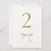 Imitate Gold | White Ribbon Wedding Tischnummer (Vorderseite)