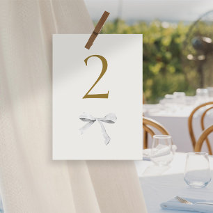 Imitate Gold   White Ribbon Wedding Tischnummer