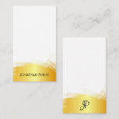 Imitate Gold White Template Monogram Einfache Eleg Mitteilungskarte (Vorne/Hinten)