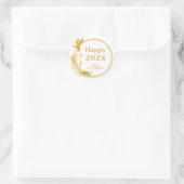 Imitate Gold Wreath Happy Year aus der Familie Runder Aufkleber (Tasche)