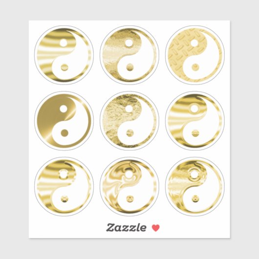 Imitate Gold Yin Yang Symbol Textured Metallic Set Aufkleber (Blatt)