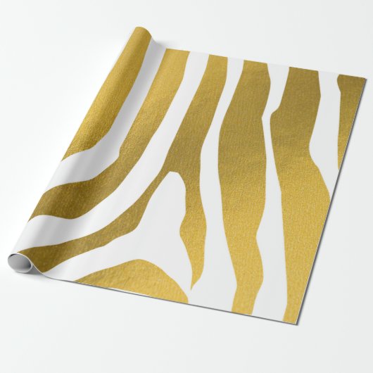 Imitate Gold Zebra Print Stripes Muster Geschenkpapier (Ungerollt)