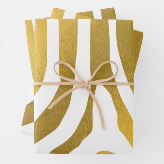 Imitate Gold Zebra Print Stripes Muster Geschenkpapier Set (Beispiel)