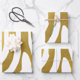 Imitate Gold Zebra Print Stripes Muster Geschenkpapier Set