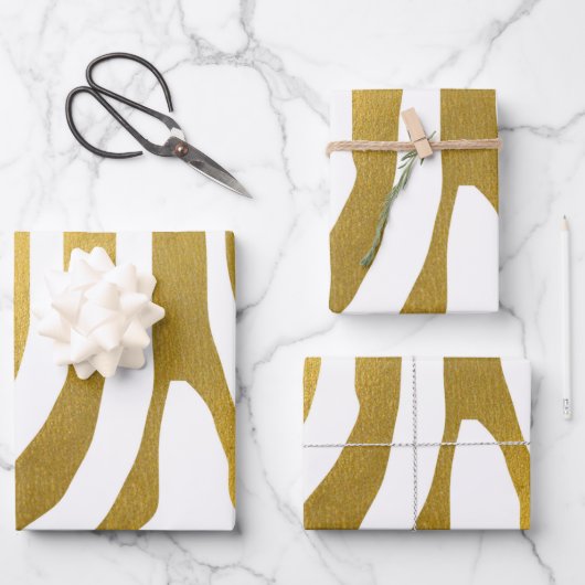 Imitate Gold Zebra Print Stripes Muster Geschenkpapier Set (Vorderseite)