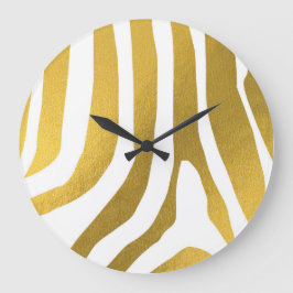 Imitate Gold Zebra Print Stripes Muster Große Wanduhr