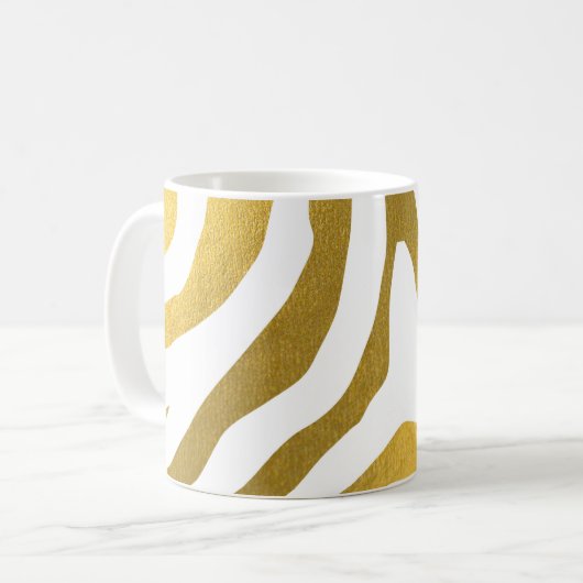 Imitate Gold Zebra Print Stripes Muster Kaffeetasse (Vorderseite Links)