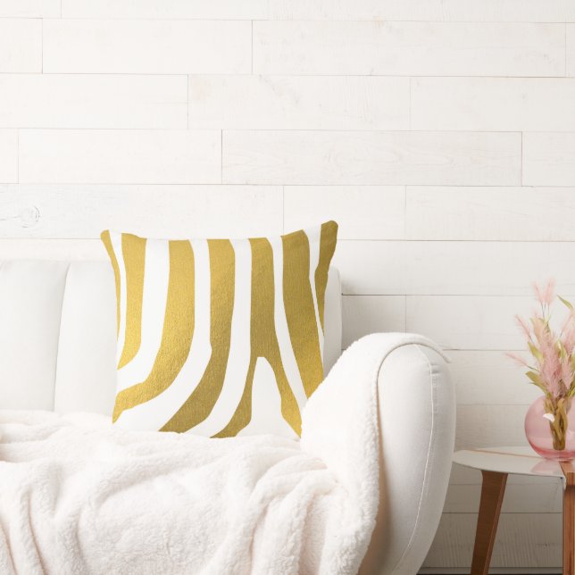 Imitate Gold Zebra Print Stripes Muster Kissen (Liege)