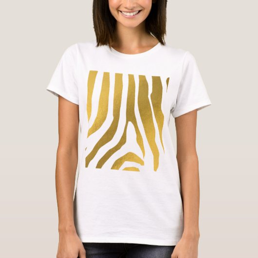 Imitate Gold Zebra Print Stripes Muster T-Shirt (Vorderseite)