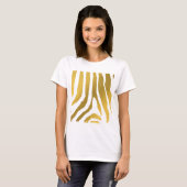 Imitate Gold Zebra Print Stripes Muster T-Shirt (Vorne ganz)