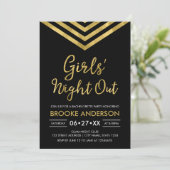 Imitate Gold Zickzack Bachelorette Girls Night Out Einladung (Stehend Vorderseite)
