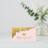 Imitate Goldbarren-Glitzer auf rosa Referenzkarte Visitenkarte (Stehend Vorderseite)