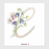 Imitate Goldbuchstabe "C" Wasserfarbe Wilde Blume Aufkleber (Blatt)