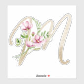 Imitate Goldbuchstabe "M" Wasserfarbe Wilde Blume Aufkleber (Blatt)