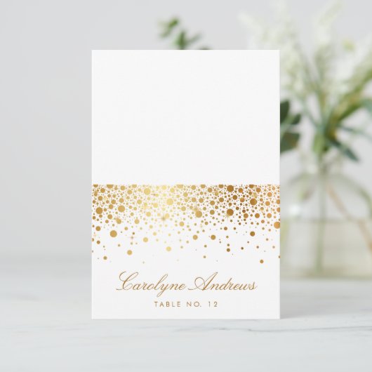 Imitate Golden Foil Confetti Dots Elegante Platzka Einladung (Stehend Vorderseite)