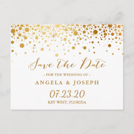 Imitate Golden Foil Confetti Dots Save the Date El Ankündigungspostkarte