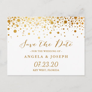 Imitate Golden Foil Confetti Dots Save the Date El Ankündigungspostkarte