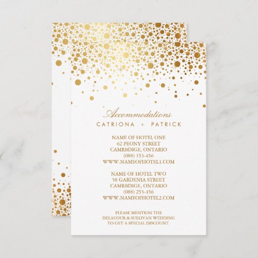 Imitate Golden Foil Confetti Elegante Unterkunft A Begleitkarte (Vorne/Hinten)