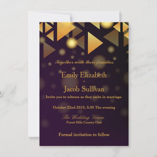 Imitate Golden Foil Confetti Save The Date (Vorderseite)