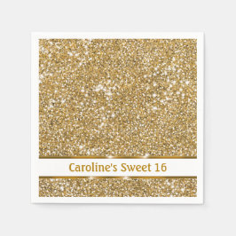 Imitate Golden Yellow Glitzer Textur 16 . Geburtst Serviette