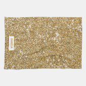Imitate Golden Yellow Glitzer Textur Look & Name Geschirrtuch (Horizontal)