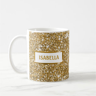 Imitate Golden Yellow Glitzer Textur Look & Name Kaffeetasse